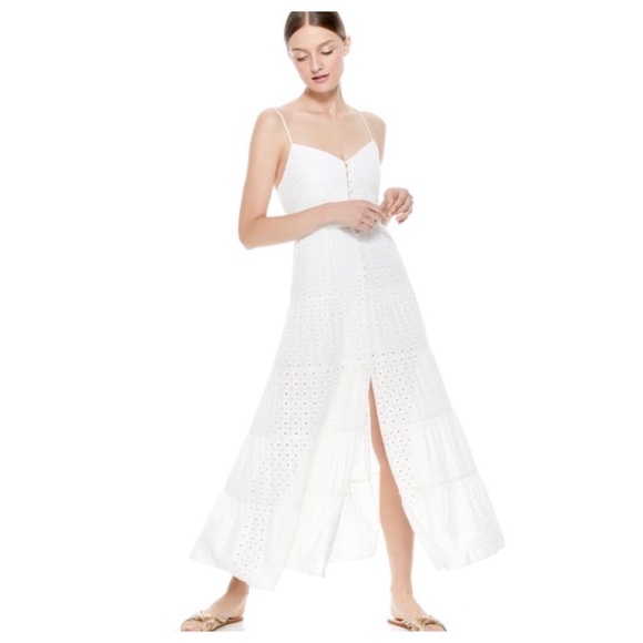 ALICE + OLIVIA Shanti Button-Front Tiered Dress - Picture 2 of 13